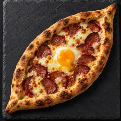 Pide mit Sucuk und Ei